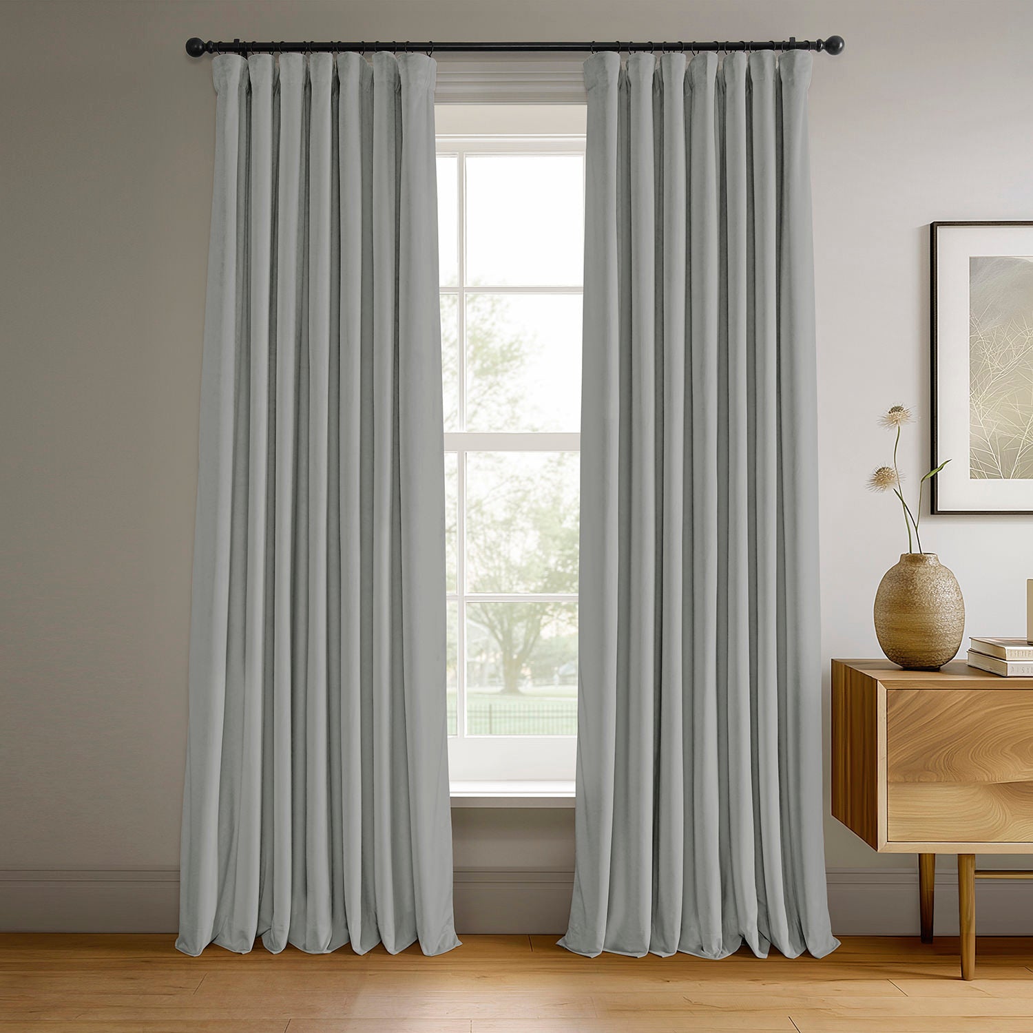 Reflection Grey Signature Velvet Blackout Curtain