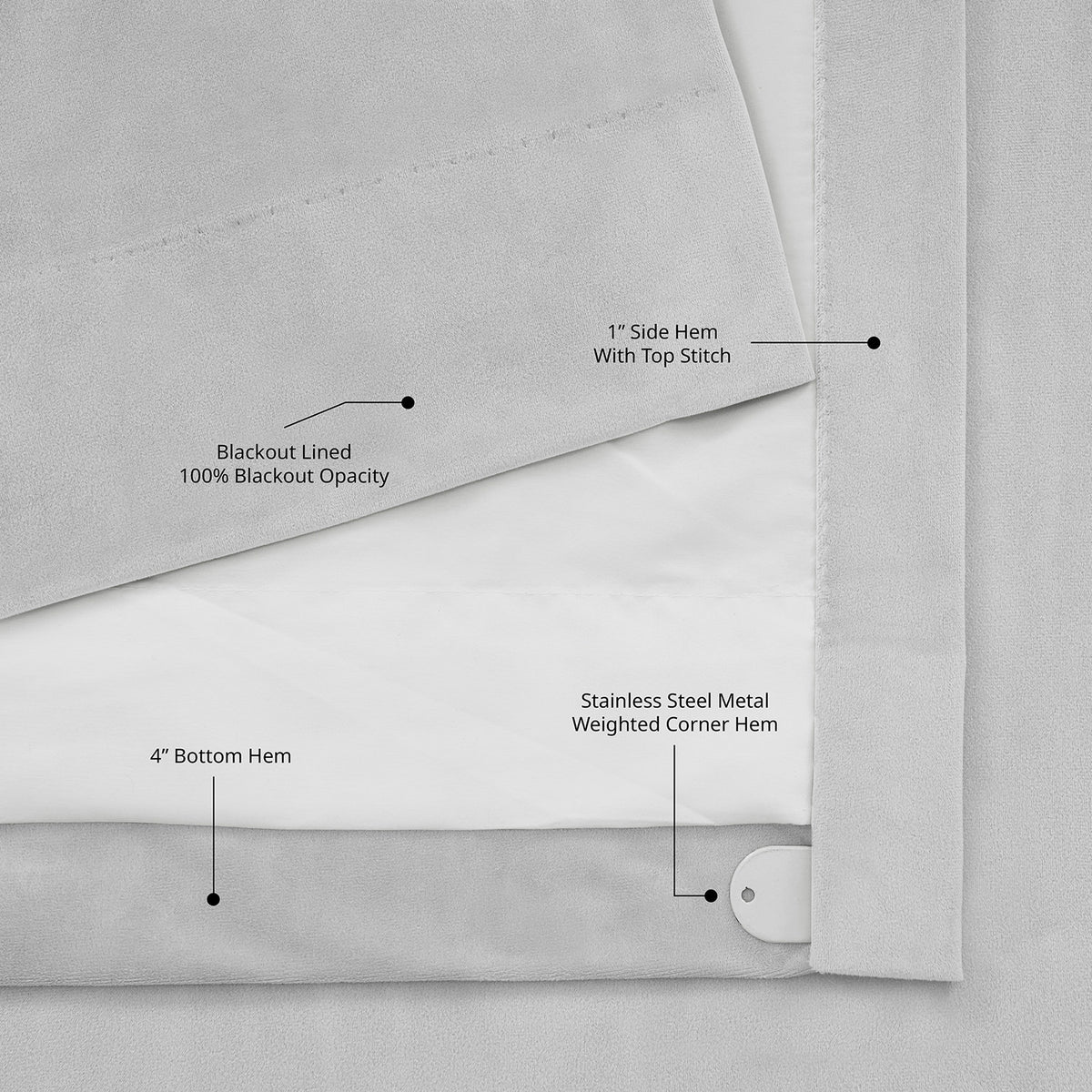 Reflection Grey Signature Velvet Blackout Curtain