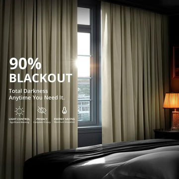 Cool Beige French Pleat Signature Velvet Blackout Curtain
