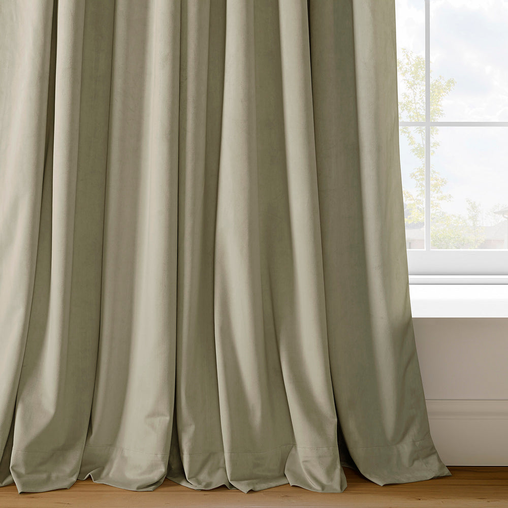 Cool Beige Signature Velvet Custom Curtain