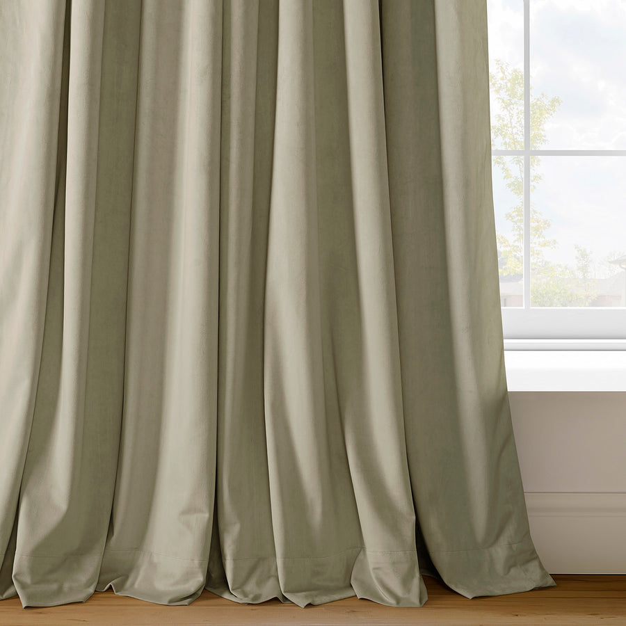 Cool Beige Signature Velvet Custom Curtain