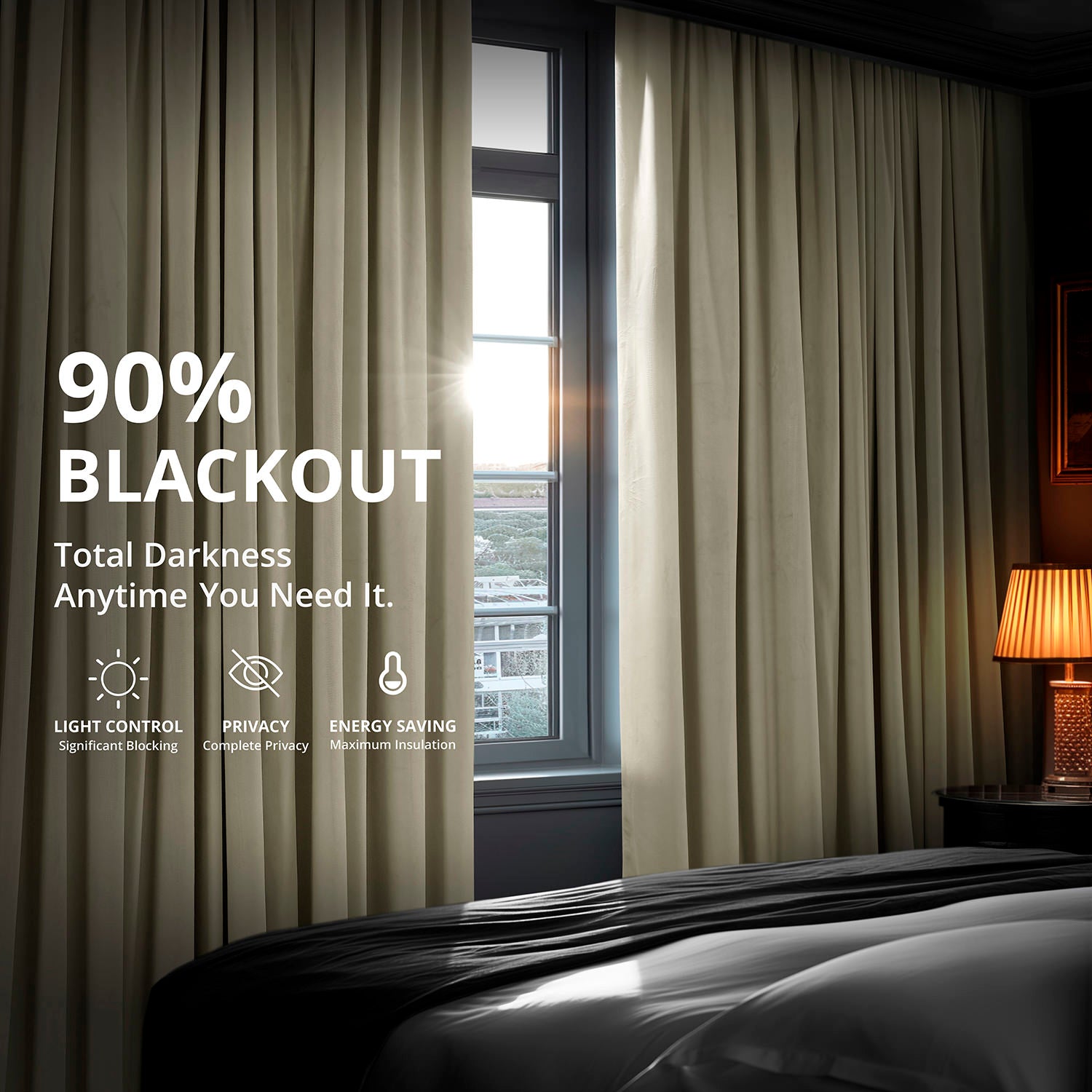 Cool Beige Signature Velvet Blackout Curtain