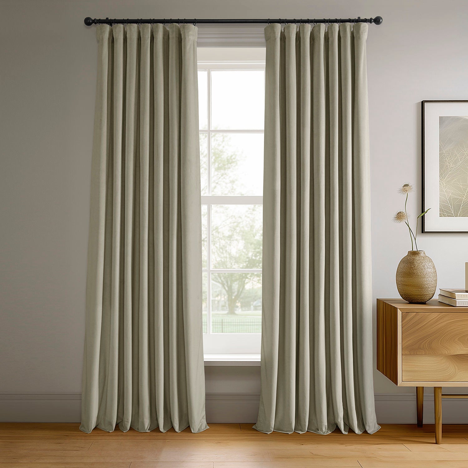 Cool Beige Signature Velvet Blackout Curtain