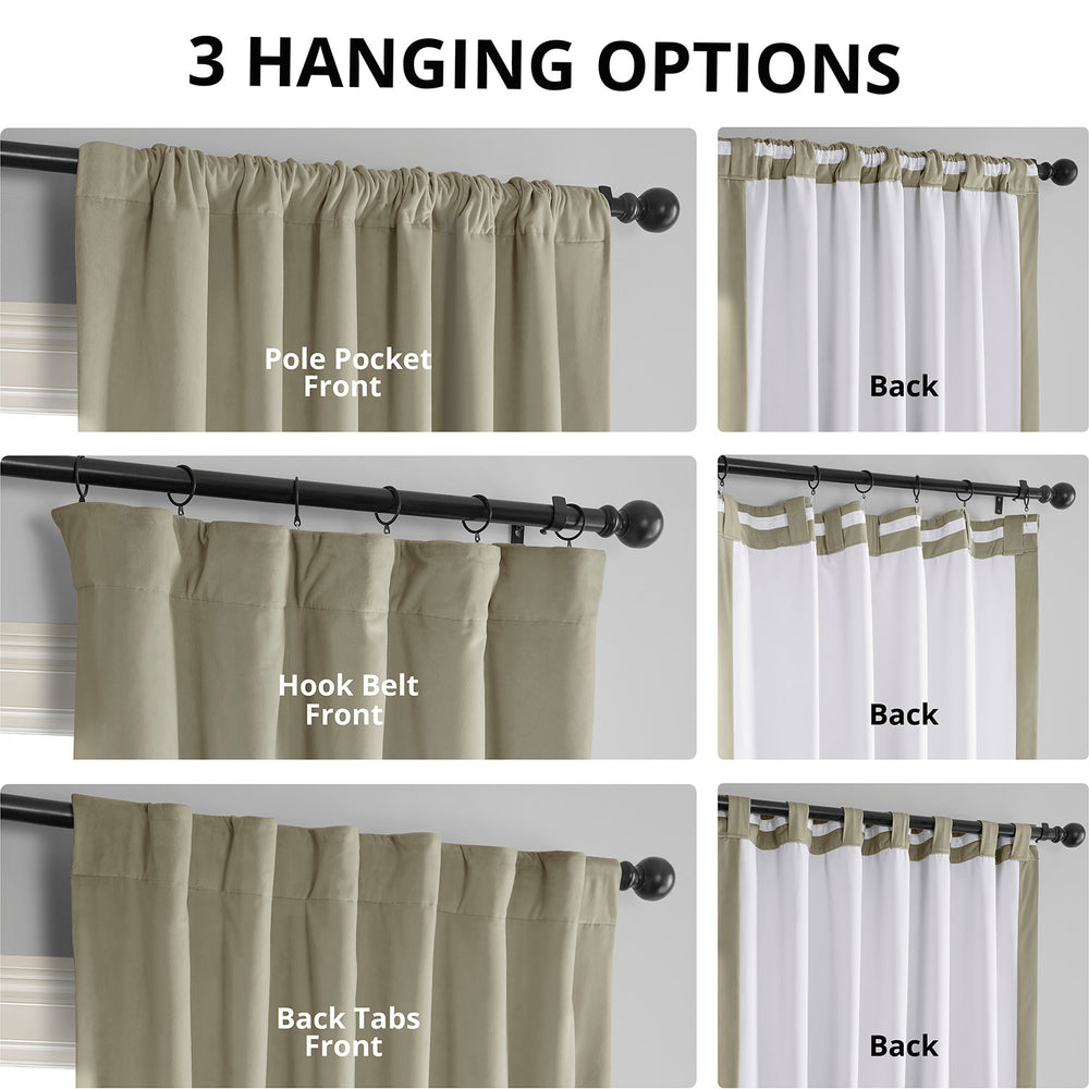 Cool Beige Signature Velvet Blackout Curtain