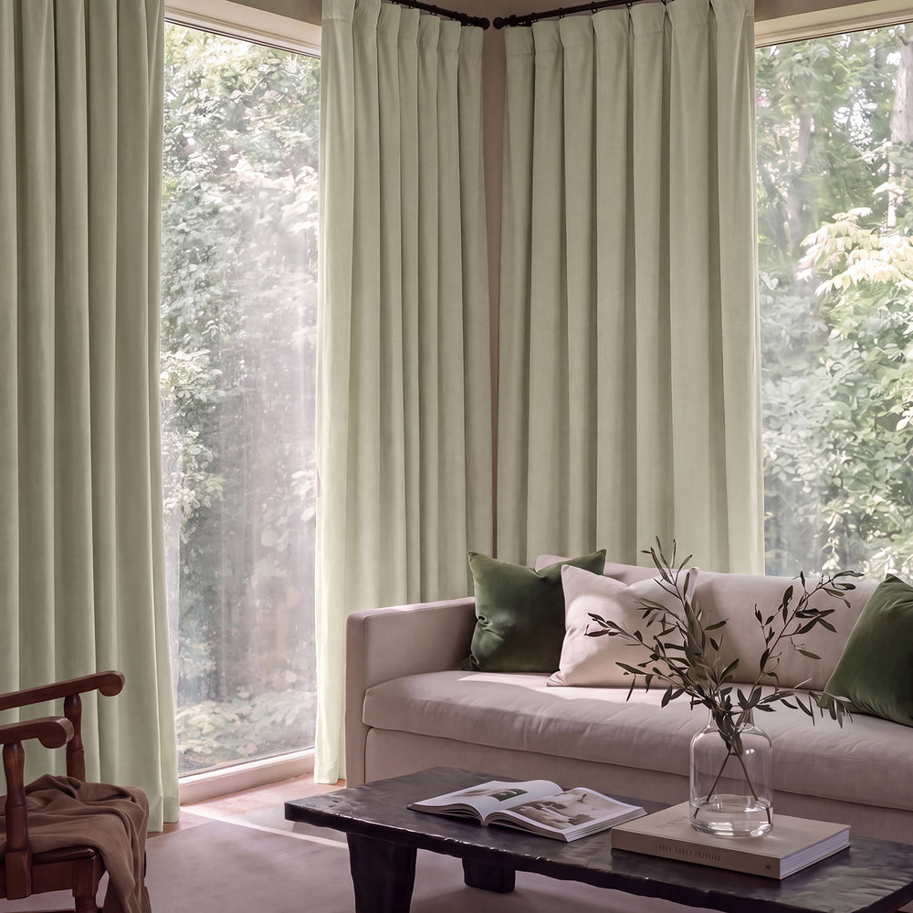 Cool Beige Signature Velvet Custom Curtain