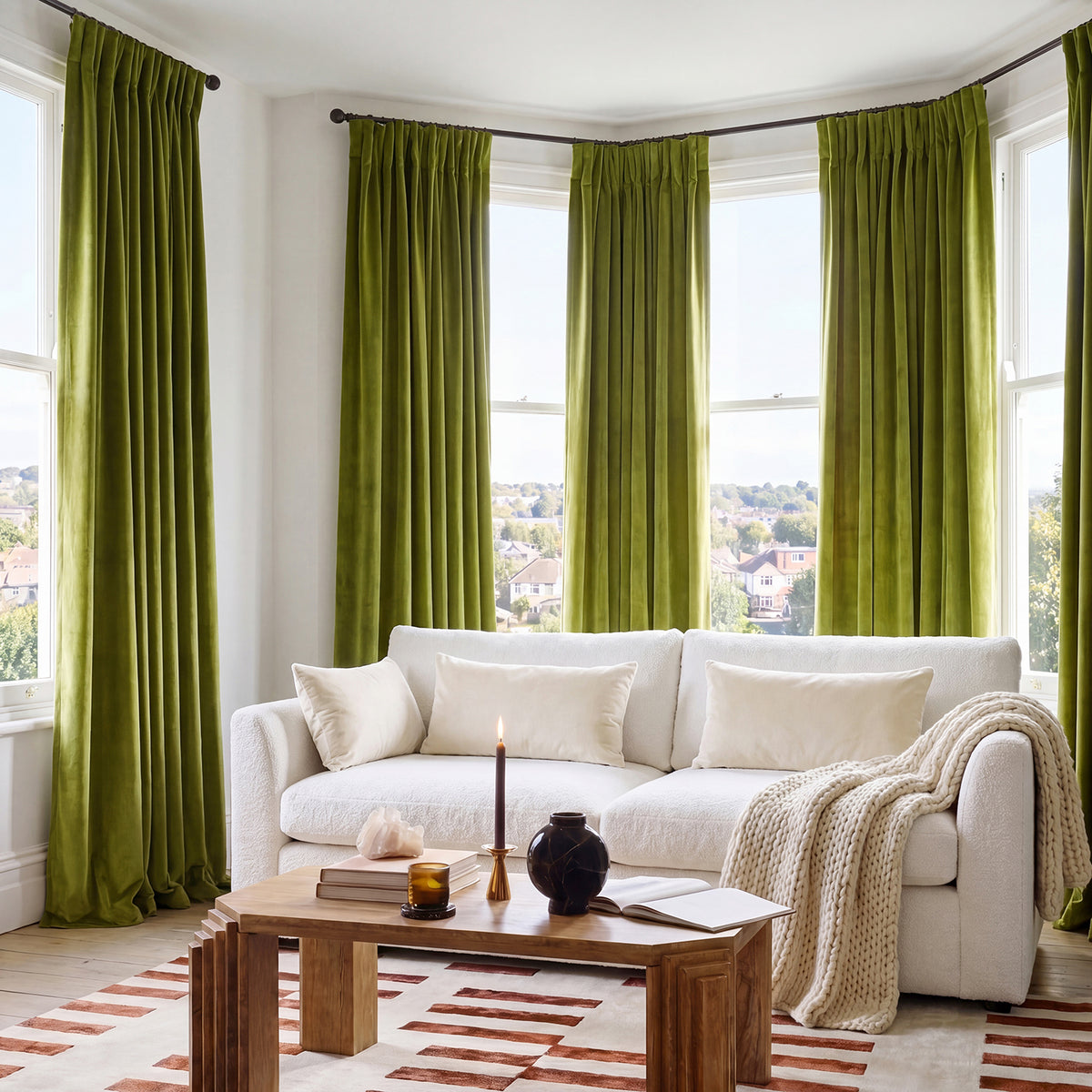 Pernial Green Signature Velvet Custom Curtain