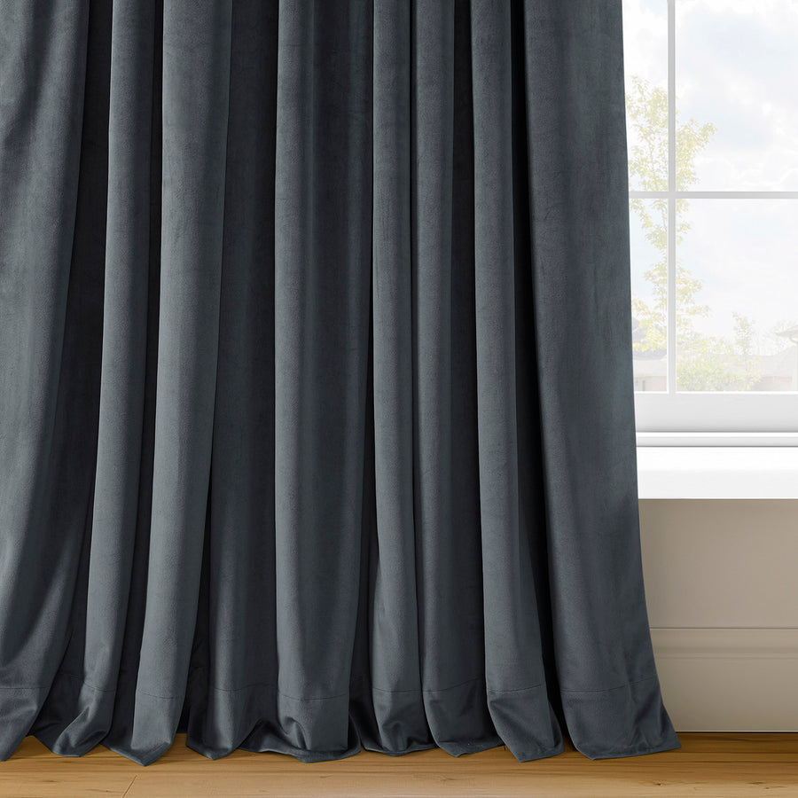Distance Blue Grey Signature Velvet Custom Curtain