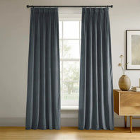 Distance Blue Grey French Pleat Signature Velvet Blackout Curtain