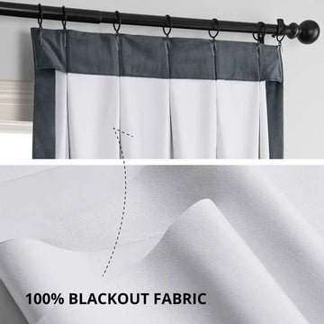 Distance Blue Grey French Pleat Signature Velvet Blackout Curtain
