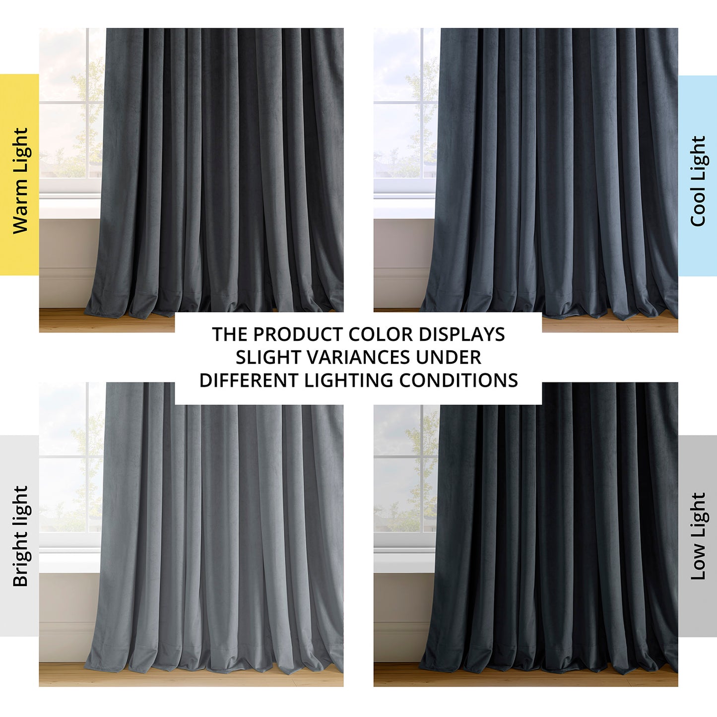 Distance Blue Grey French Pleat Signature Velvet Blackout Curtain