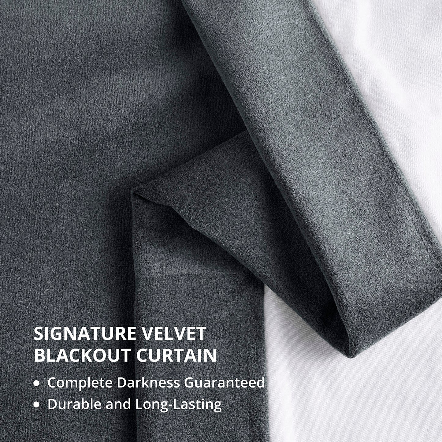 Distance Blue Grey French Pleat Signature Velvet Blackout Curtain