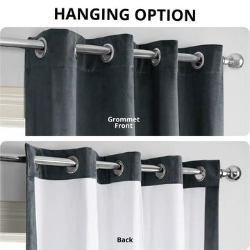 Distance Blue Grey Grommet Signature Velvet Blackout Curtain