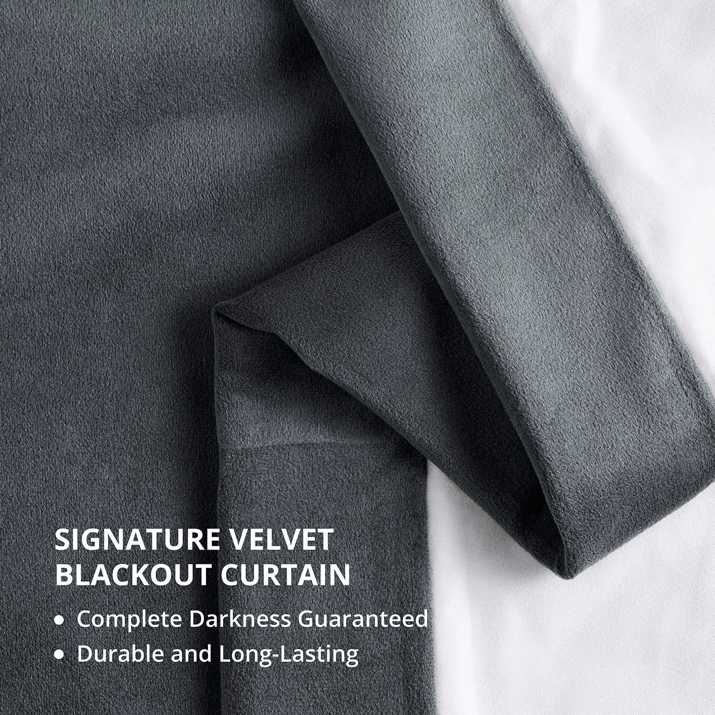 Distance Blue Grey Grommet Signature Velvet Blackout Curtain