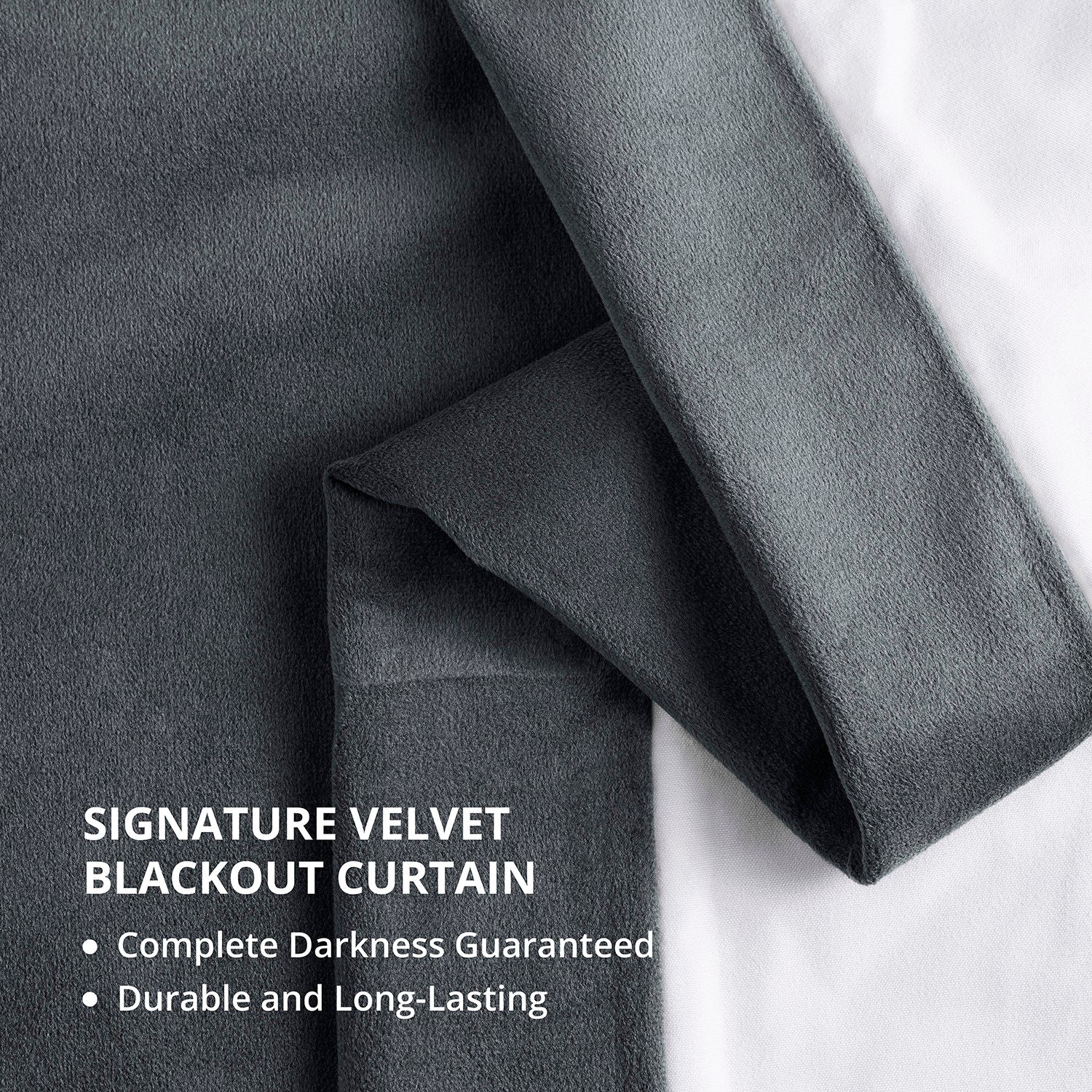 Distance Blue Grey Grommet Signature Velvet Blackout Curtain