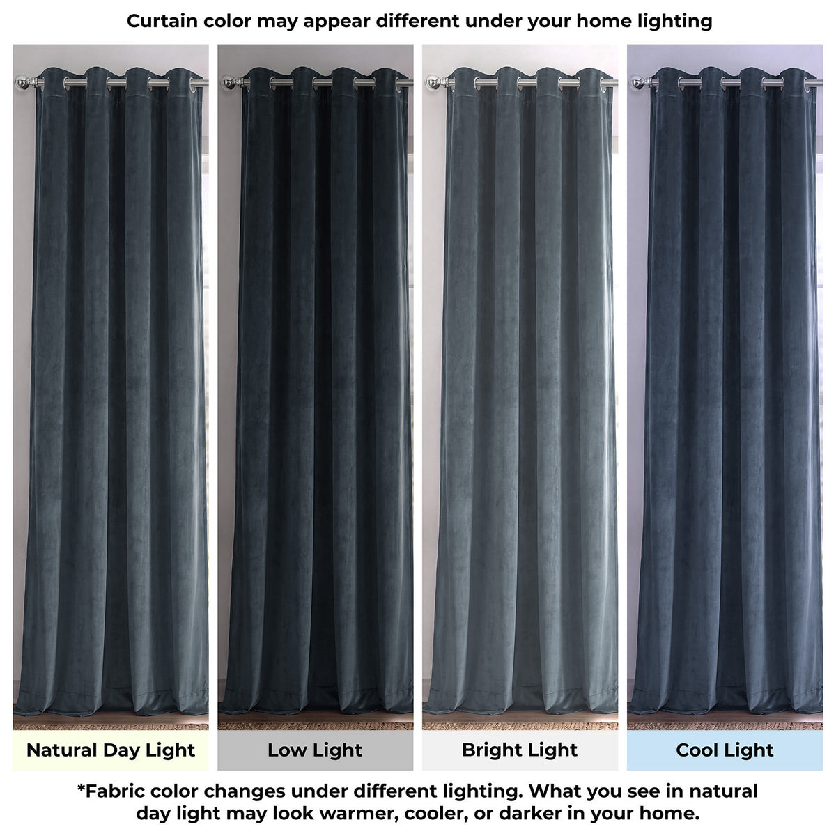 Distance Blue Grey Grommet Signature Velvet Blackout Curtain