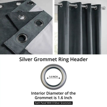 Distance Blue Grey Grommet Signature Velvet Blackout Curtain