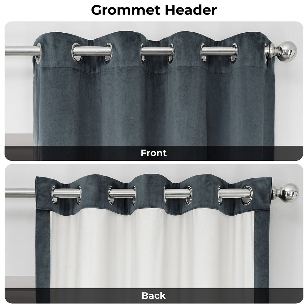 Distance Blue Grey Grommet Signature Velvet Blackout Curtain