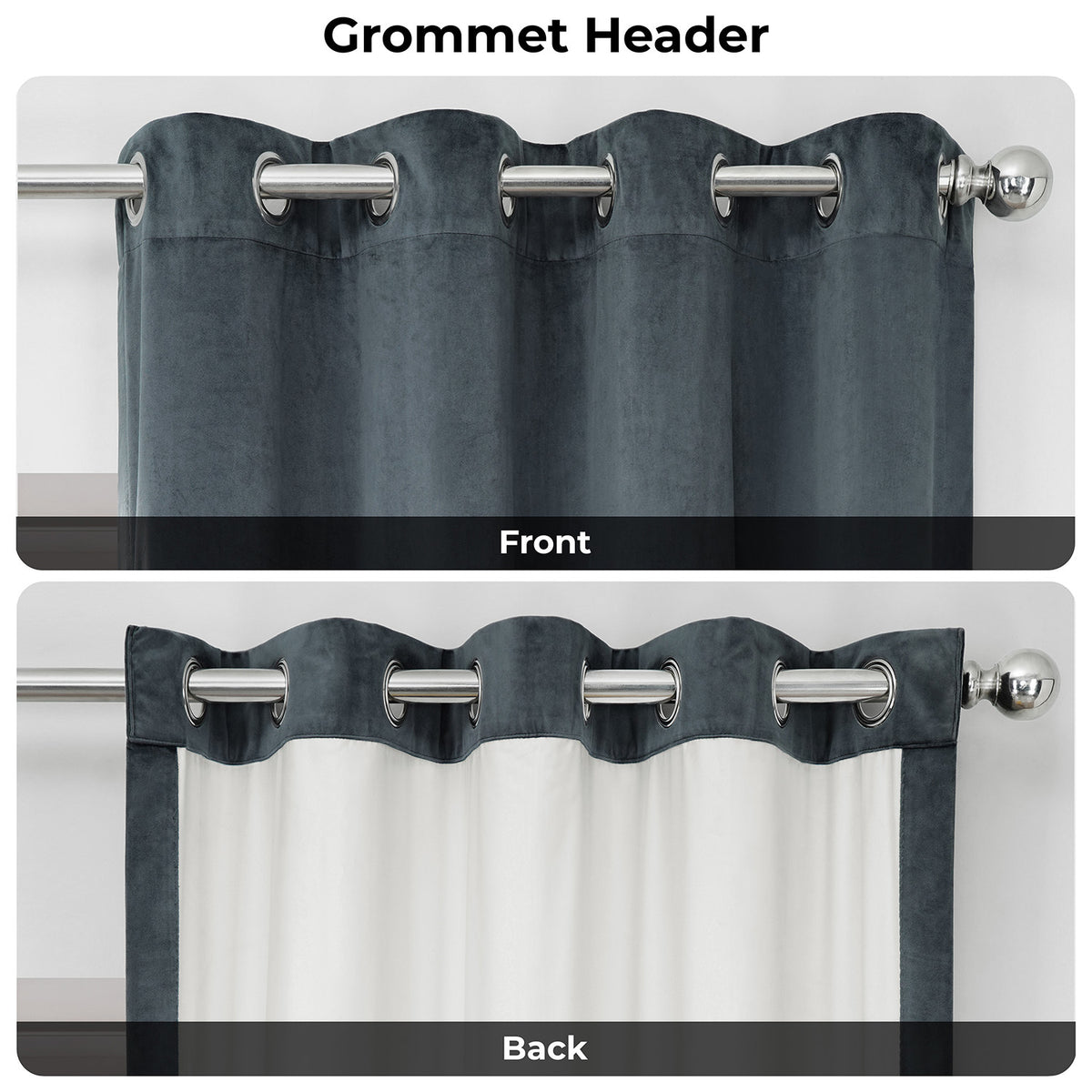 Distance Blue Grey Grommet Signature Velvet Blackout Curtain