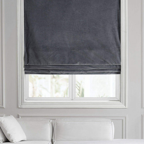 Distance Blue Grey Signature Velvet Roman Shade