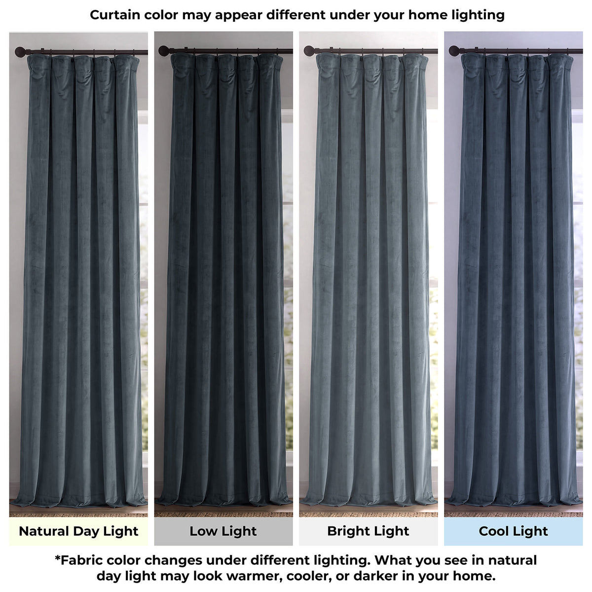 Distance Blue Grey Signature Velvet Blackout Curtain