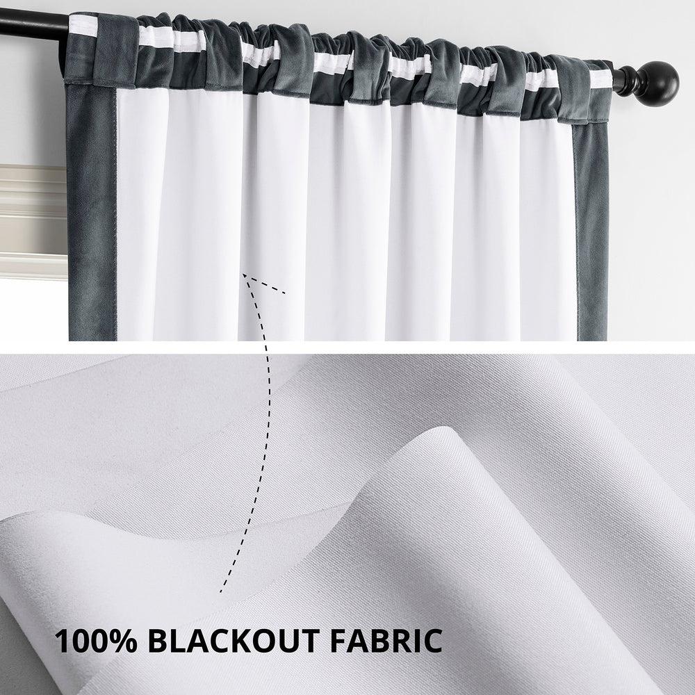 Distance Blue Grey Signature Velvet Blackout Curtain