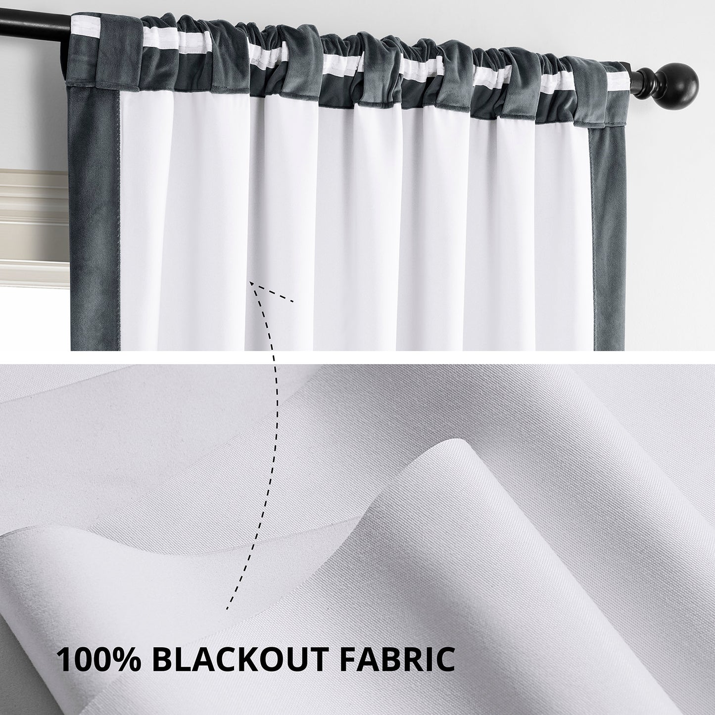 Distance Blue Grey Signature Velvet Blackout Curtain