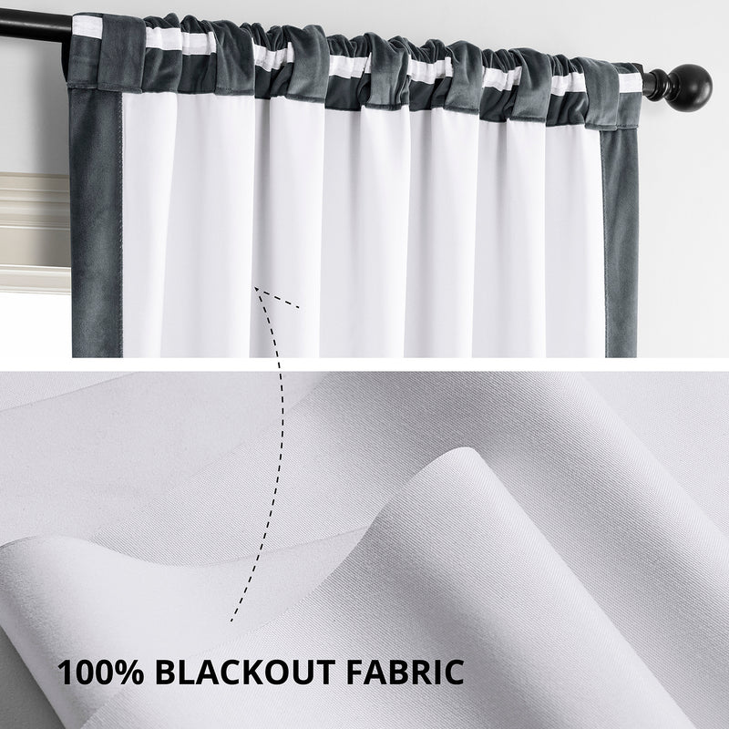 Distance Blue Grey Signature Velvet Blackout Curtain