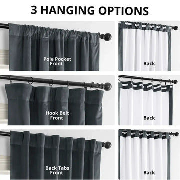 Distance Blue Grey Signature Velvet Blackout Curtain