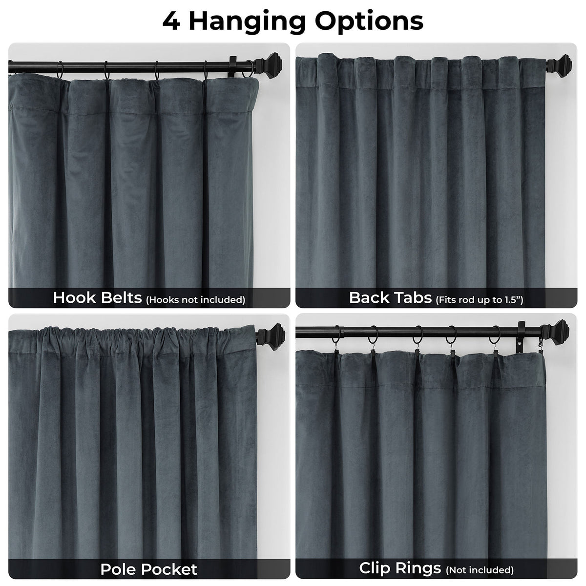 Distance Blue Grey Signature Velvet Blackout Curtain