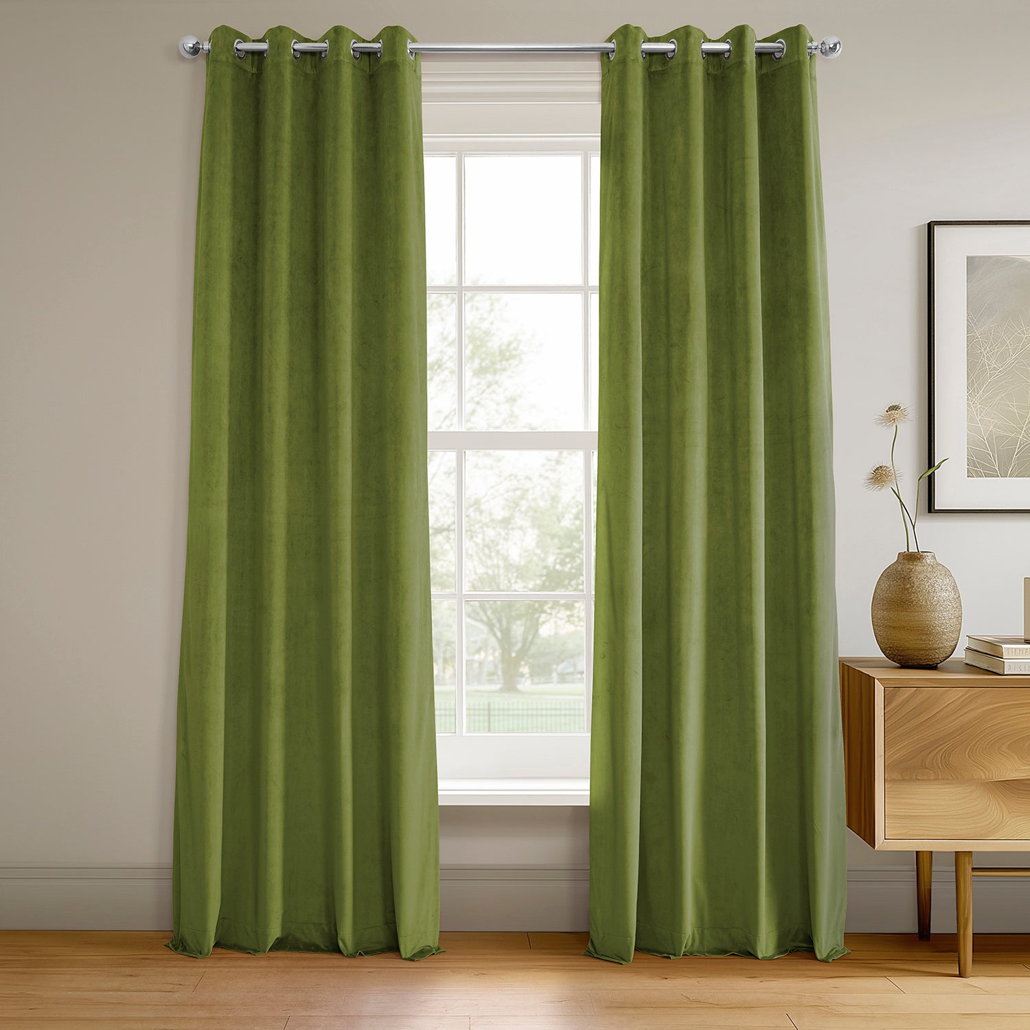 Basque Green Grommet Signature Velvet Blackout Curtain
