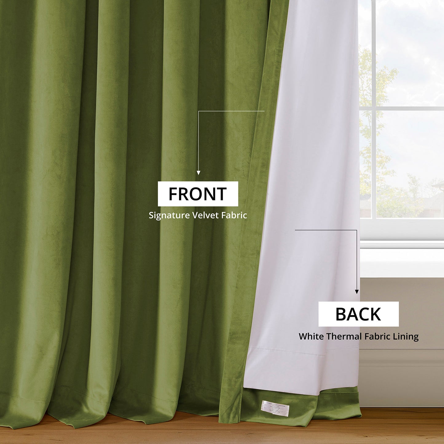 Basque Green Grommet Signature Velvet Blackout Curtain