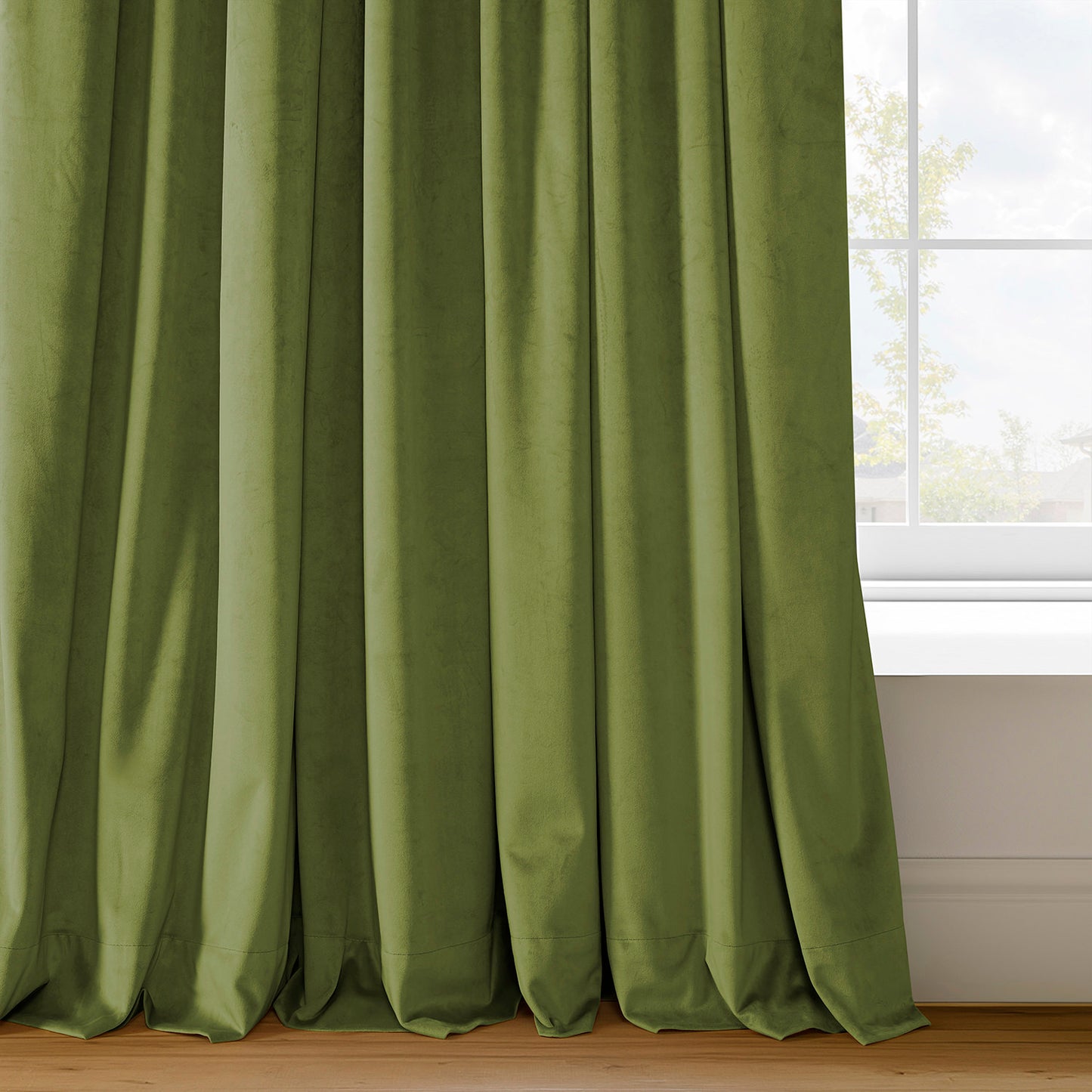 Basque Green Signature Velvet Custom Curtain