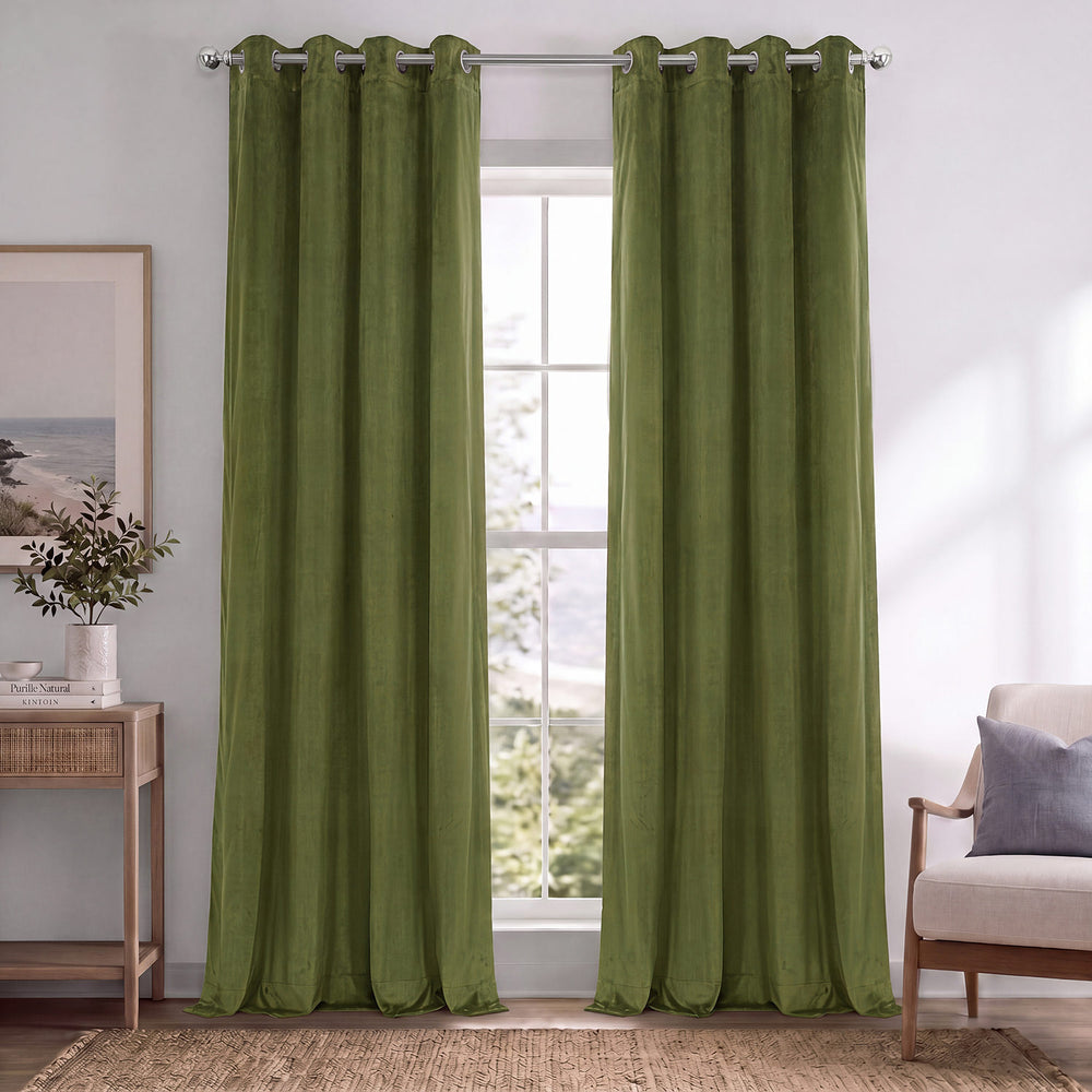 Basque Green Grommet Signature Velvet Blackout Curtain