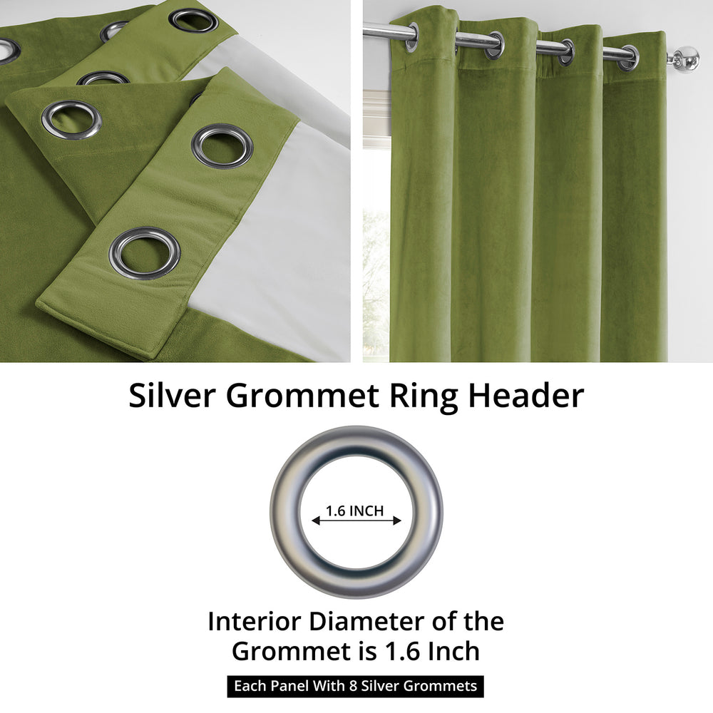 Basque Green Grommet Signature Velvet Blackout Curtain
