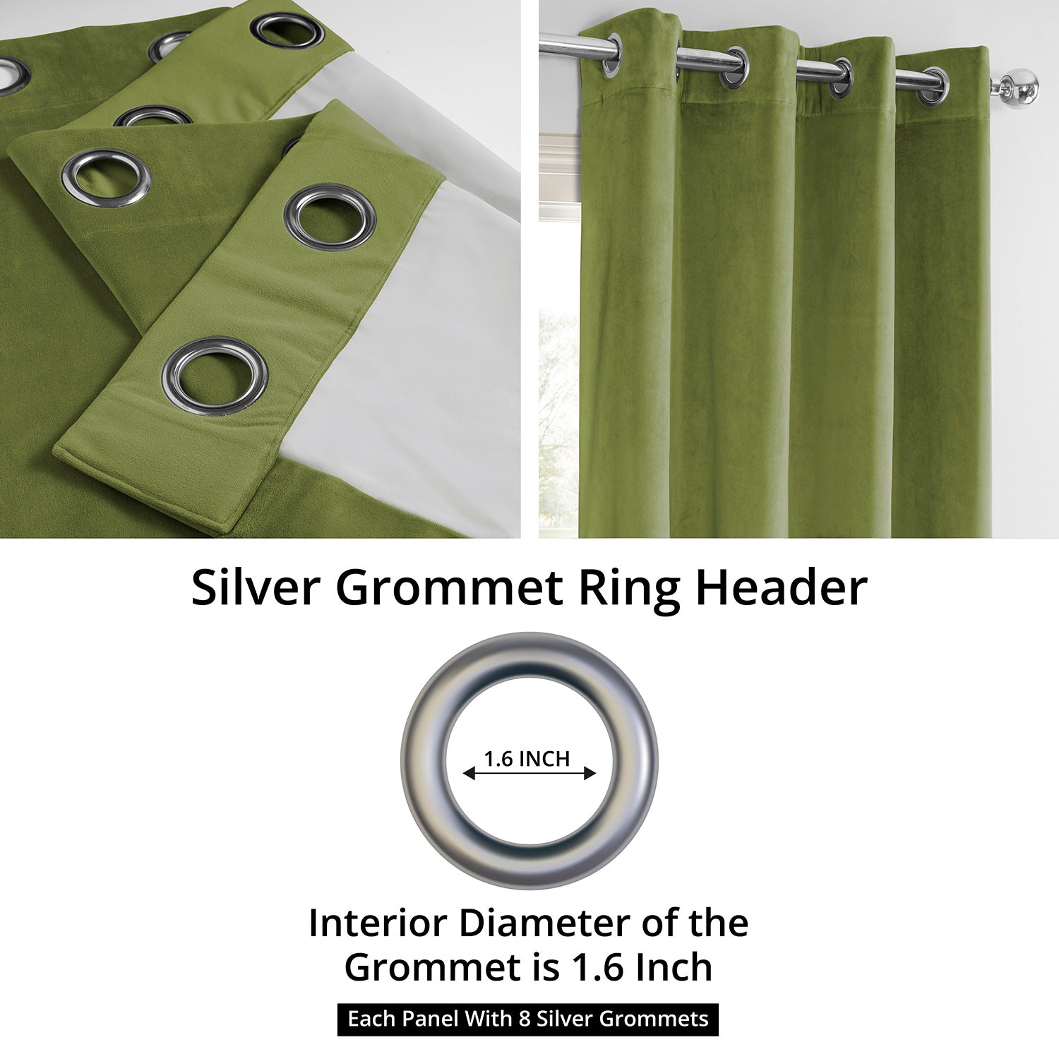 Basque Green Grommet Signature Velvet Blackout Curtain