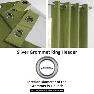 Basque Green Grommet Signature Velvet Blackout Curtain