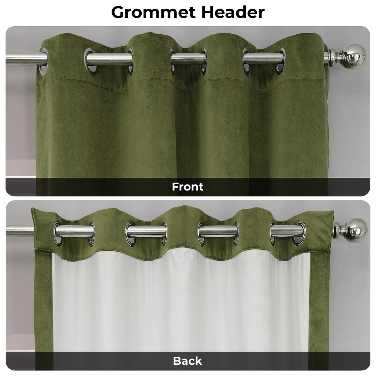 Basque Green Grommet Signature Velvet Blackout Curtain
