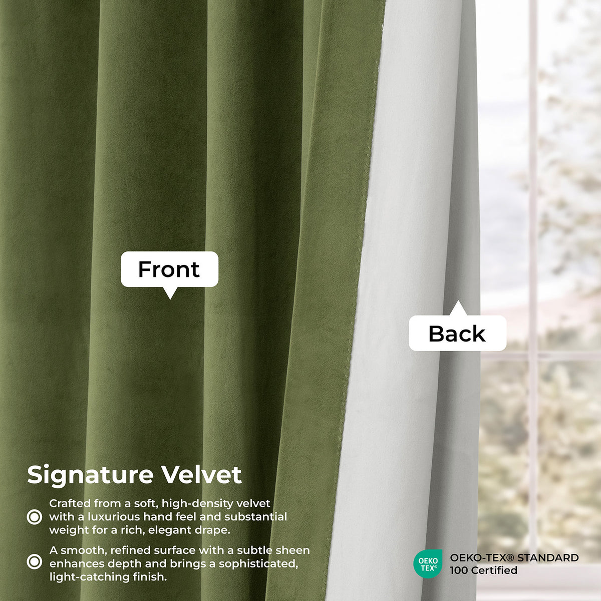 Basque Green Signature Velvet Blackout Curtain