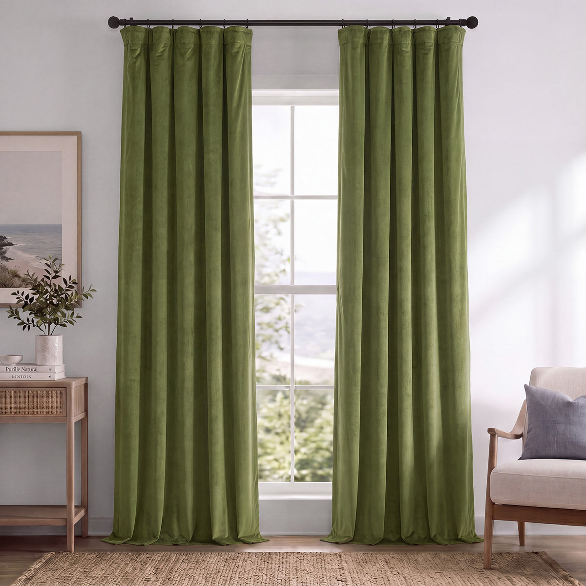 Basque Green Signature Velvet Blackout Curtain
