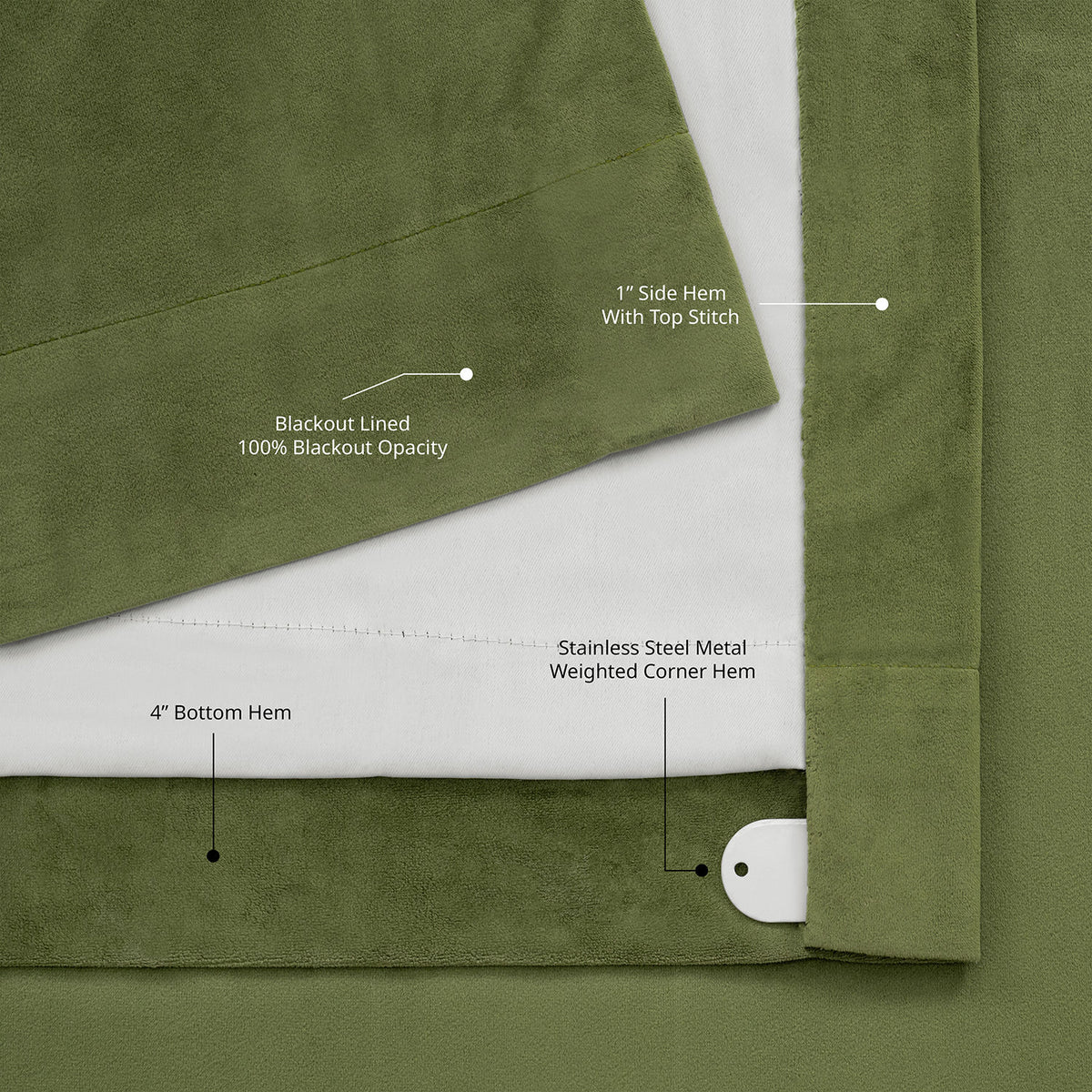 Basque Green Grommet Signature Velvet Blackout Curtain