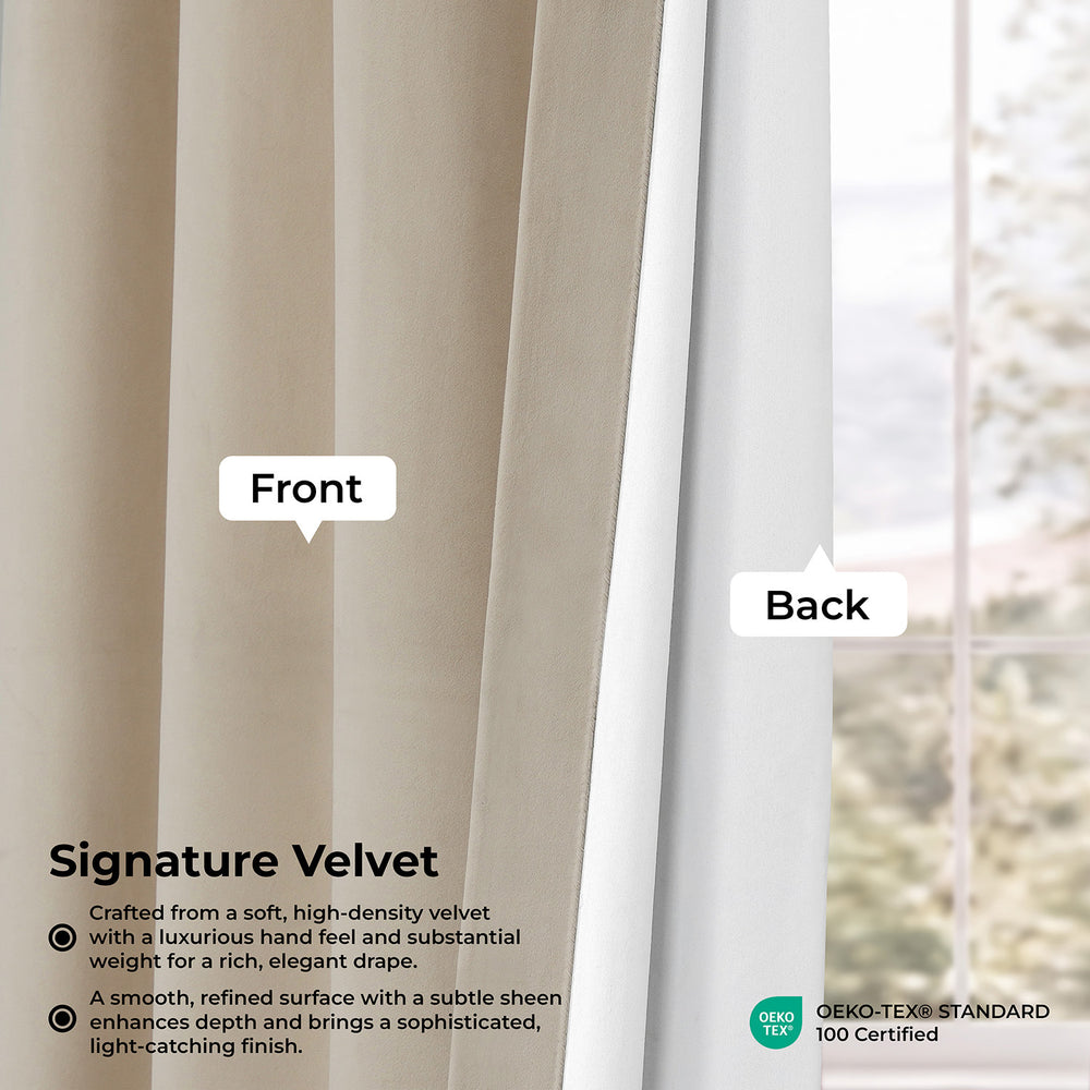 Neutral Ground Pinch Pleat Signature Velvet Blackout Curtain