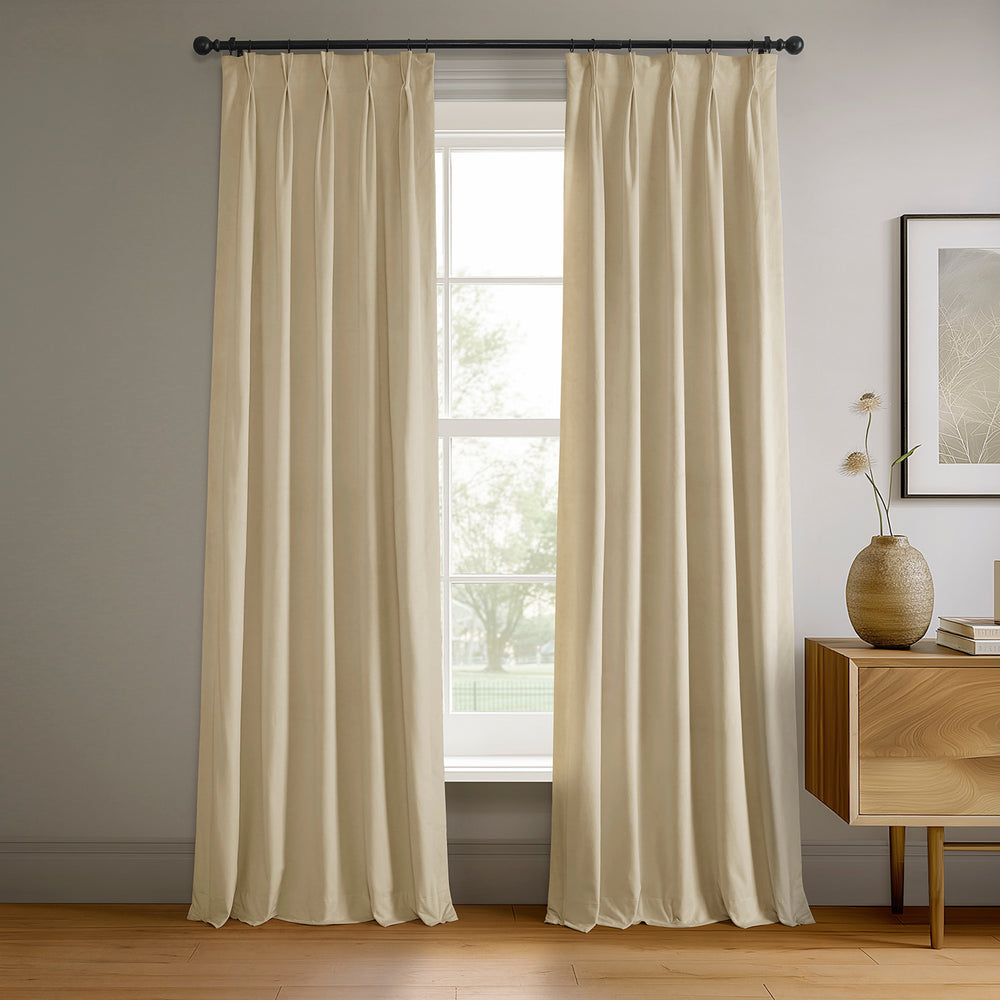 Neutral Ground French Pleat Signature Velvet Blackout Curtain