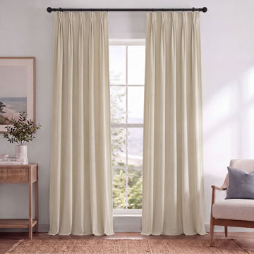 Neutral Ground Pinch Pleat Signature Velvet Blackout Curtain