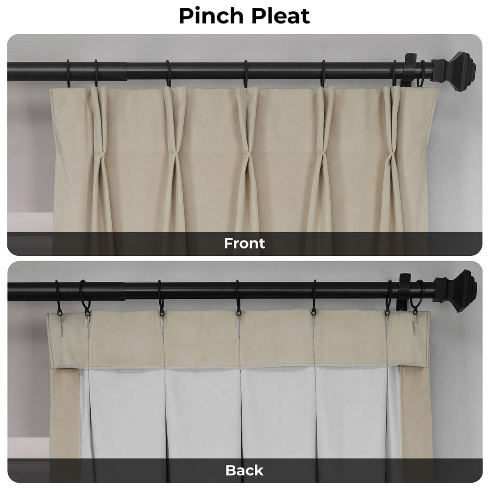 Neutral Ground Pinch Pleat Signature Velvet Blackout Curtain
