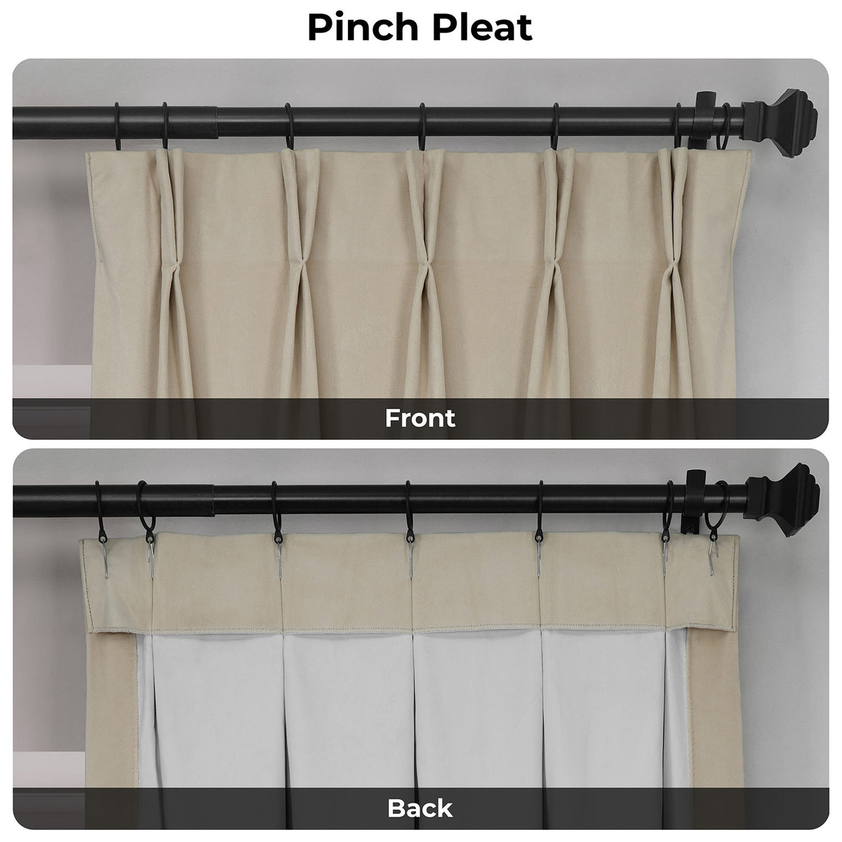 Neutral Ground Pinch Pleat Signature Velvet Blackout Curtain