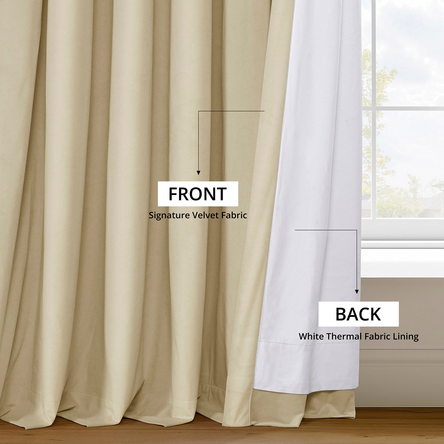 Neutral Ground French Pleat Signature Velvet Blackout Curtain