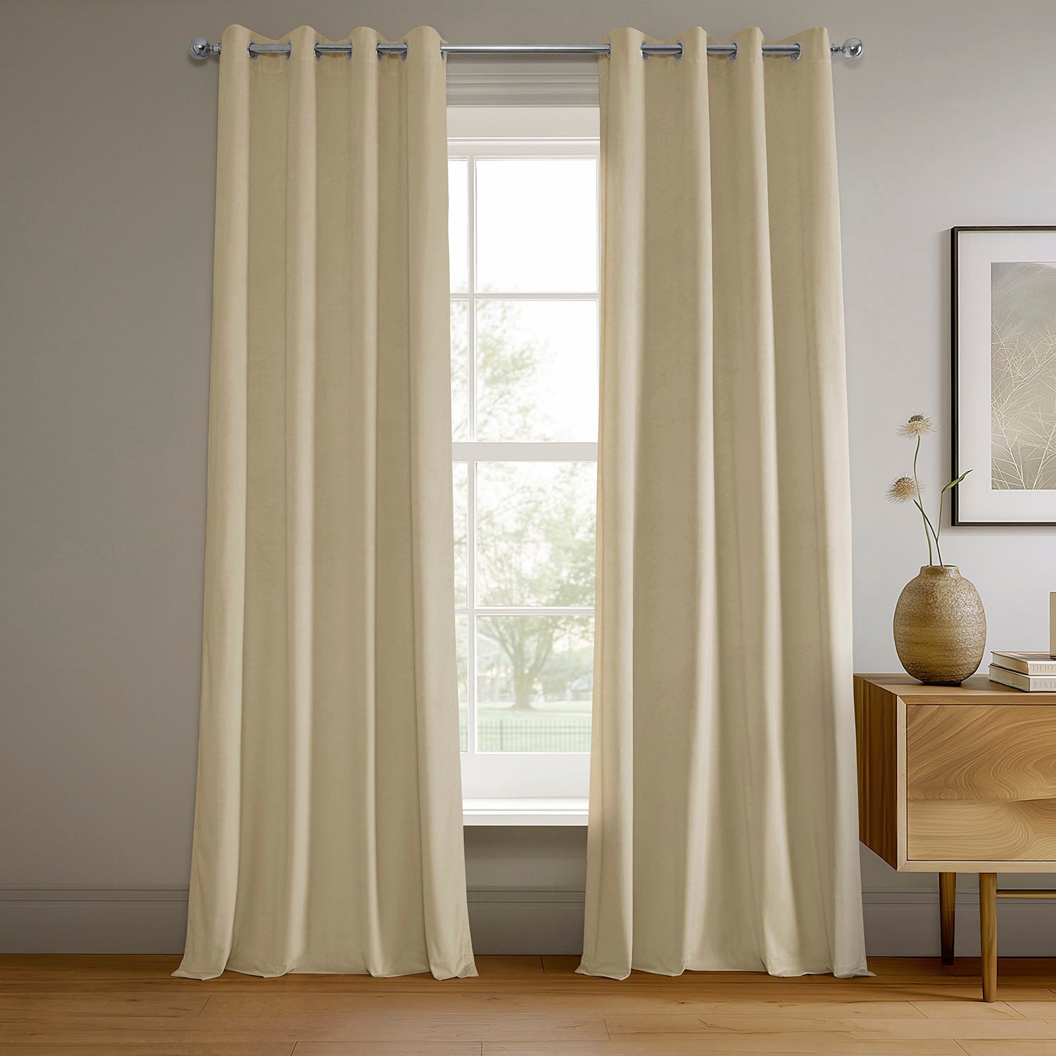 Neutral Ground Grommet Signature Velvet Blackout Curtain