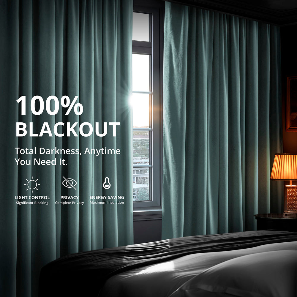 Skylark Blue Signature Velvet Blackout Curtain