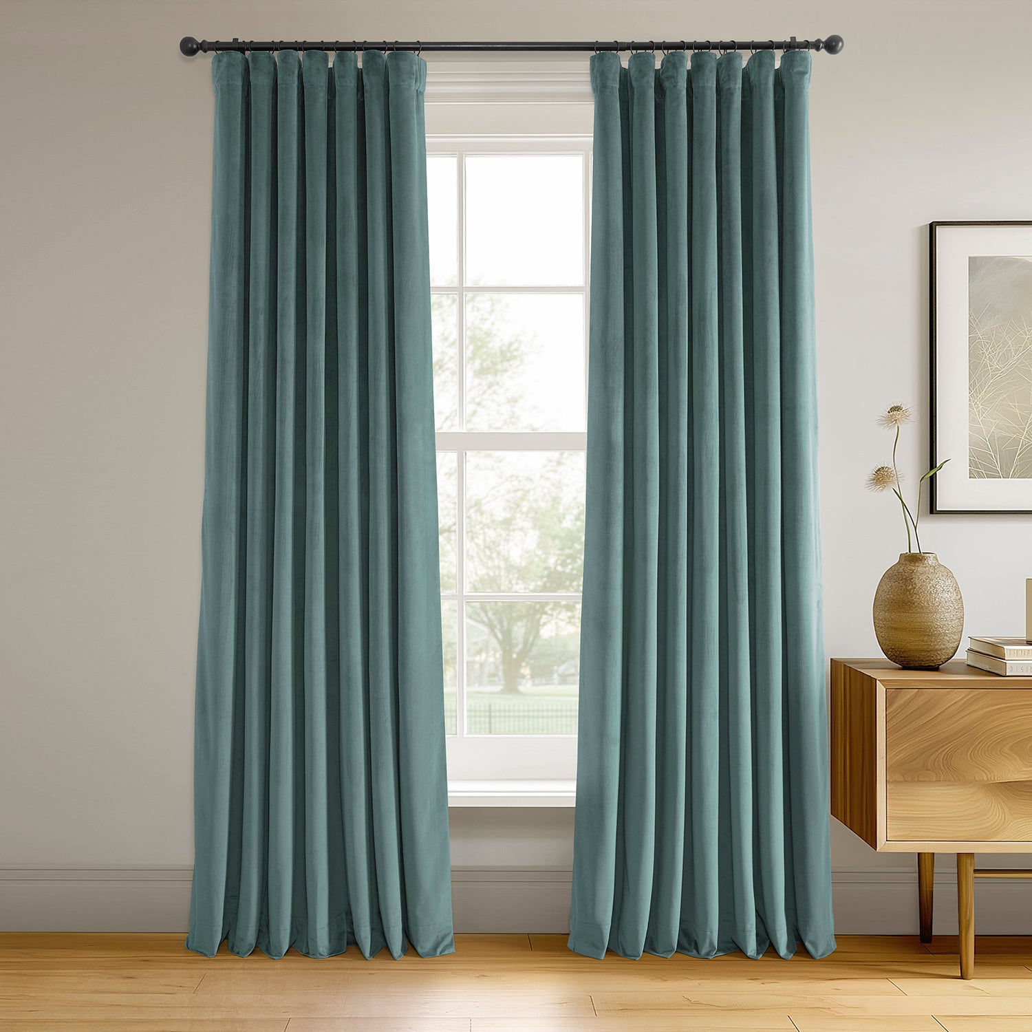 Skylark Blue Signature Velvet Blackout Curtain