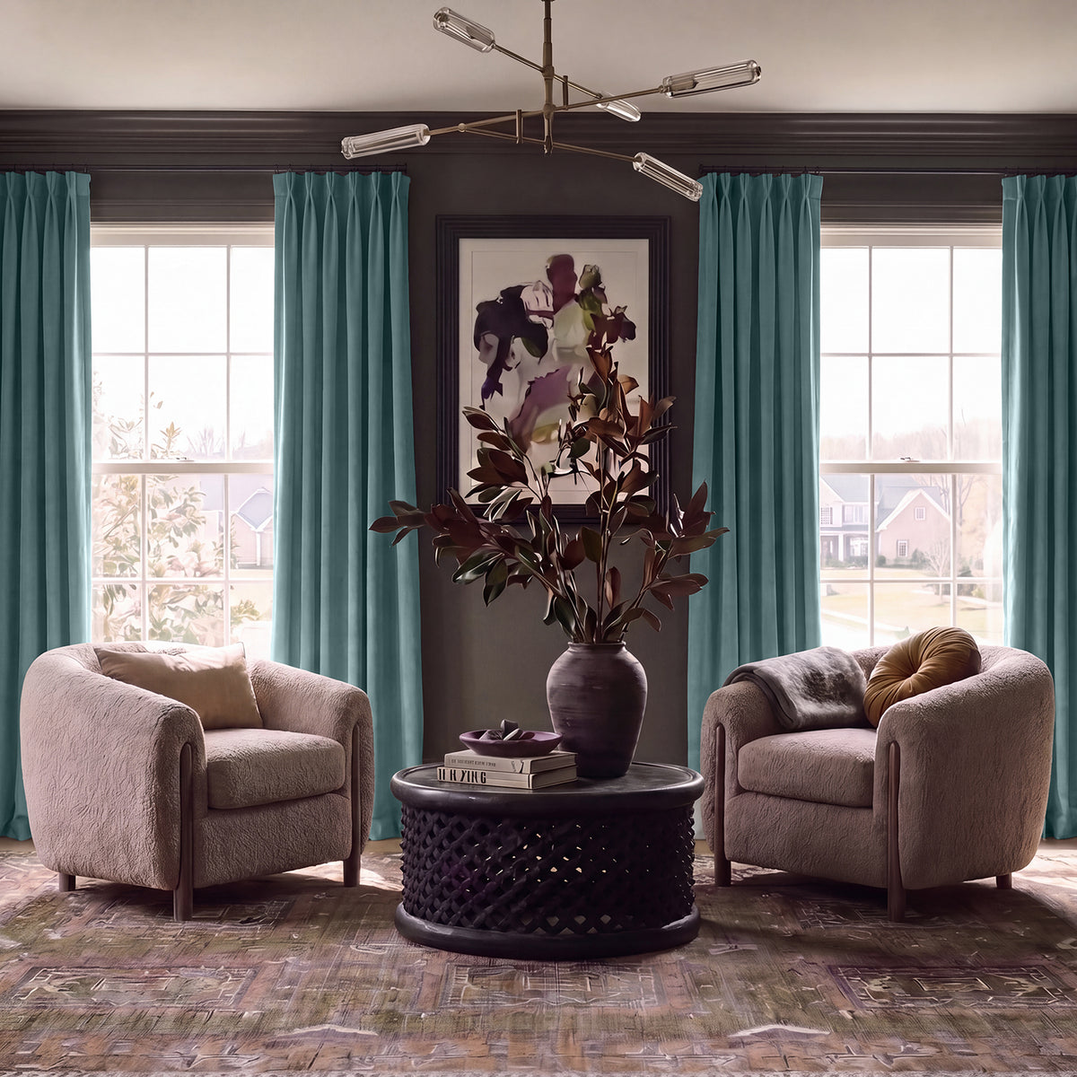 Skylark Blue Signature Velvet Custom Curtain
